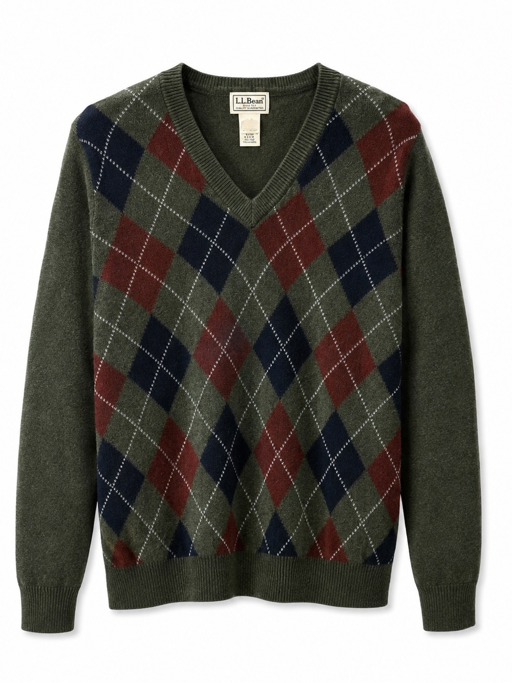 LL Bean Argyle Sweater Men XL 100% Lambswool Outdoor Heritage Preppy Golf